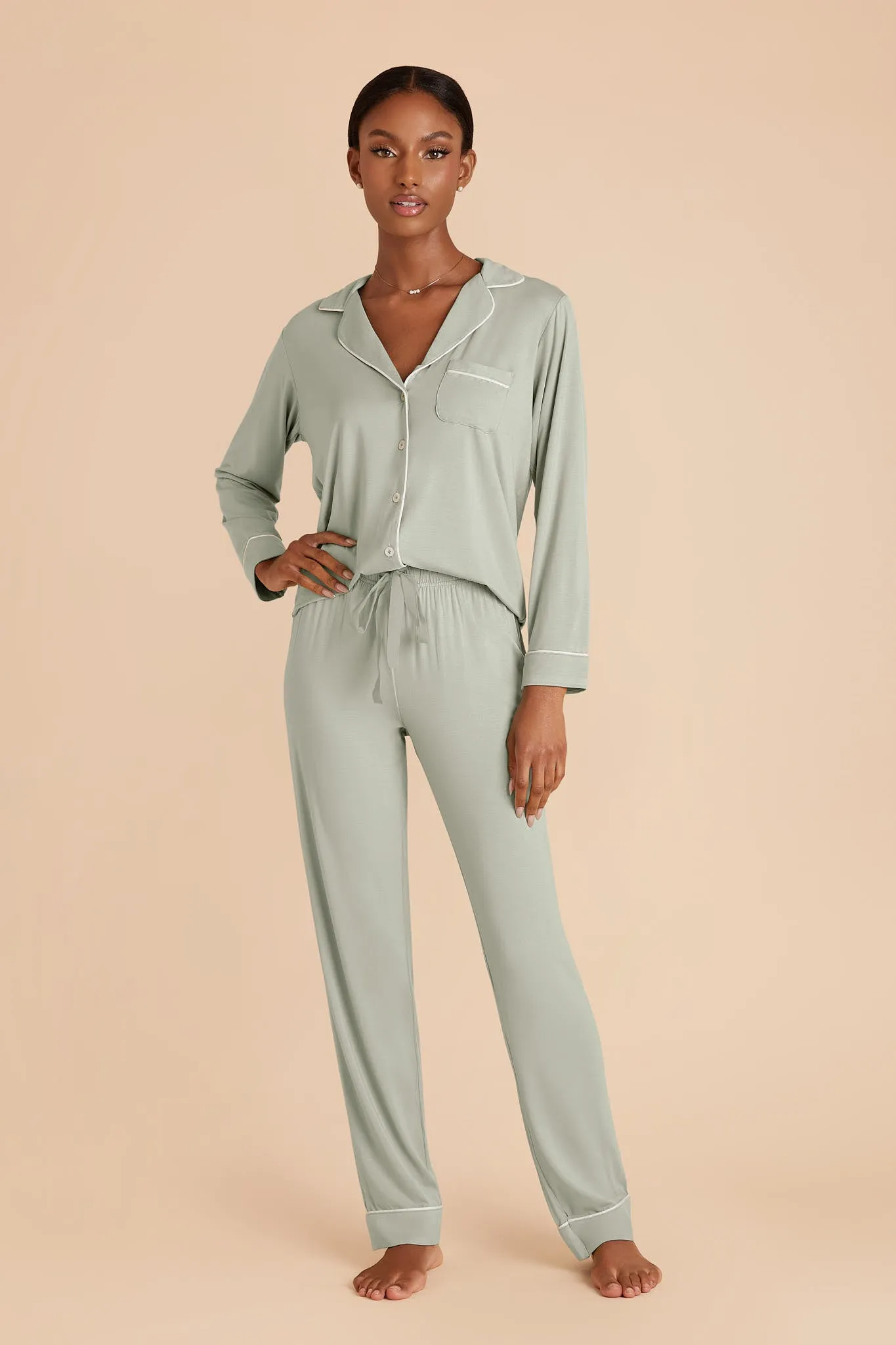 Jenna Bamboo Pajama Set - Sage sold by Birdy Grey product image thumbnail 3