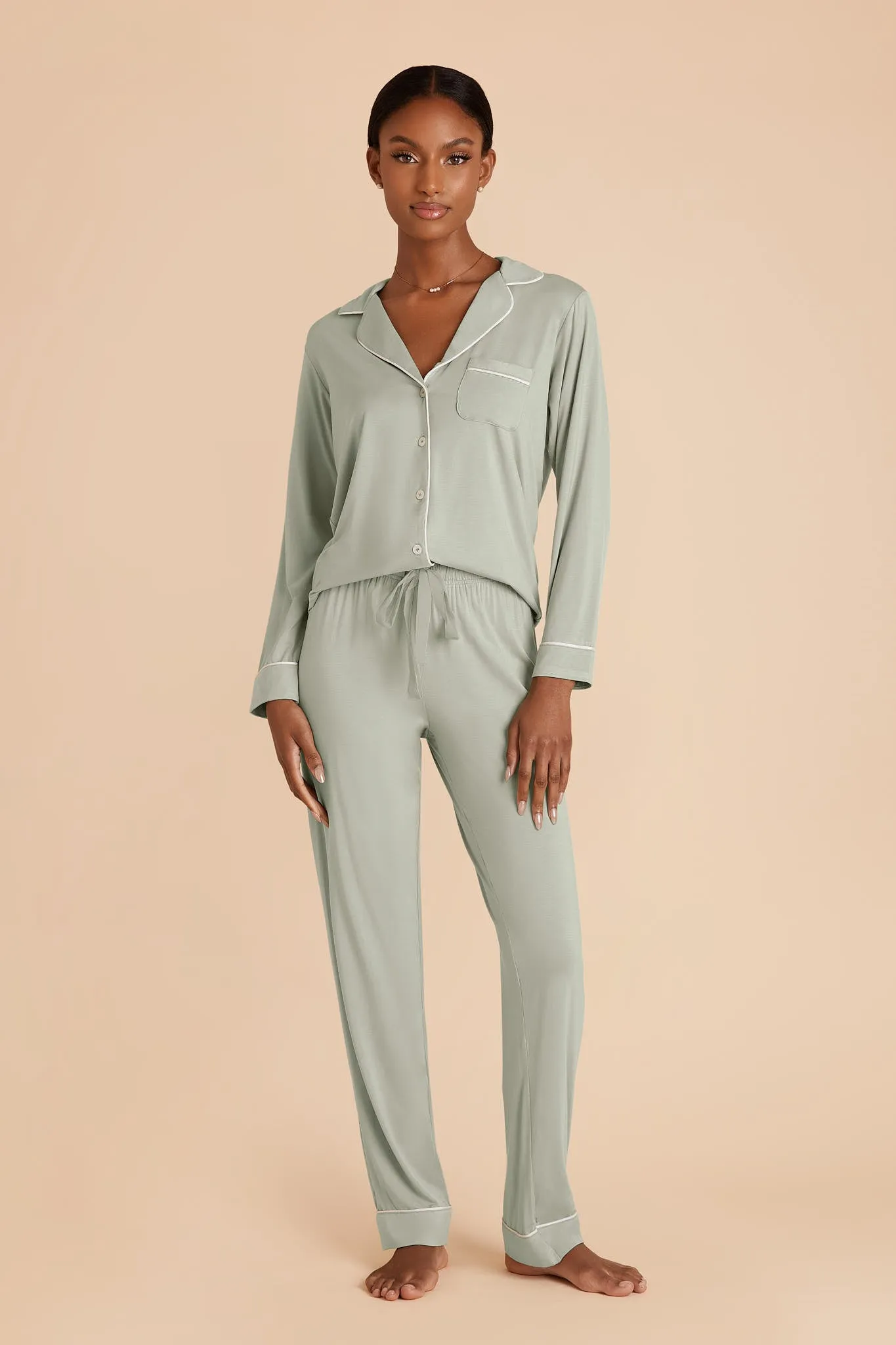 Jenna Bamboo Pajama Set - Sage sold by Birdy Grey