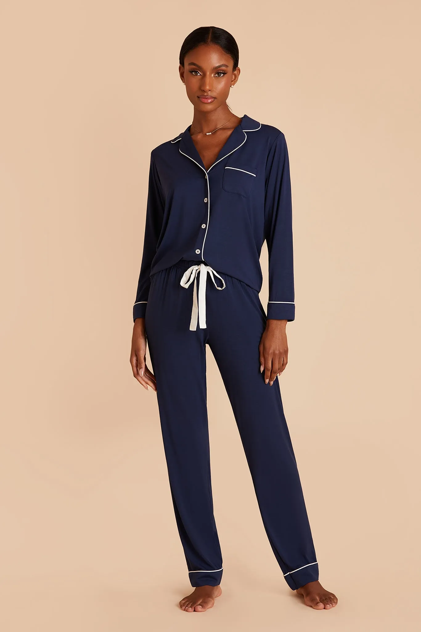Jenna Bamboo Pajama Set - Navy sold by Birdy Grey product image thumbnail 4