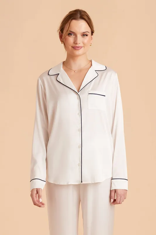 Jenna Matte Satin Pajama Set - Ivory sold by Birdy Grey
