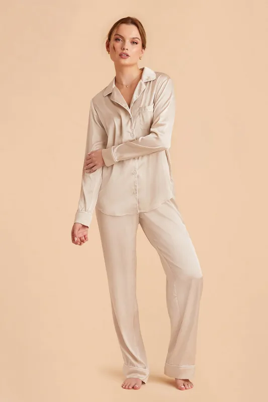 Jenna Matte Satin Pajama Set - Champagne sold by Birdy Grey