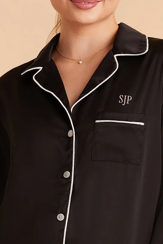 Jenna Matte Satin Pajama Set - Black sold by Birdy Grey product image thumbnail 2