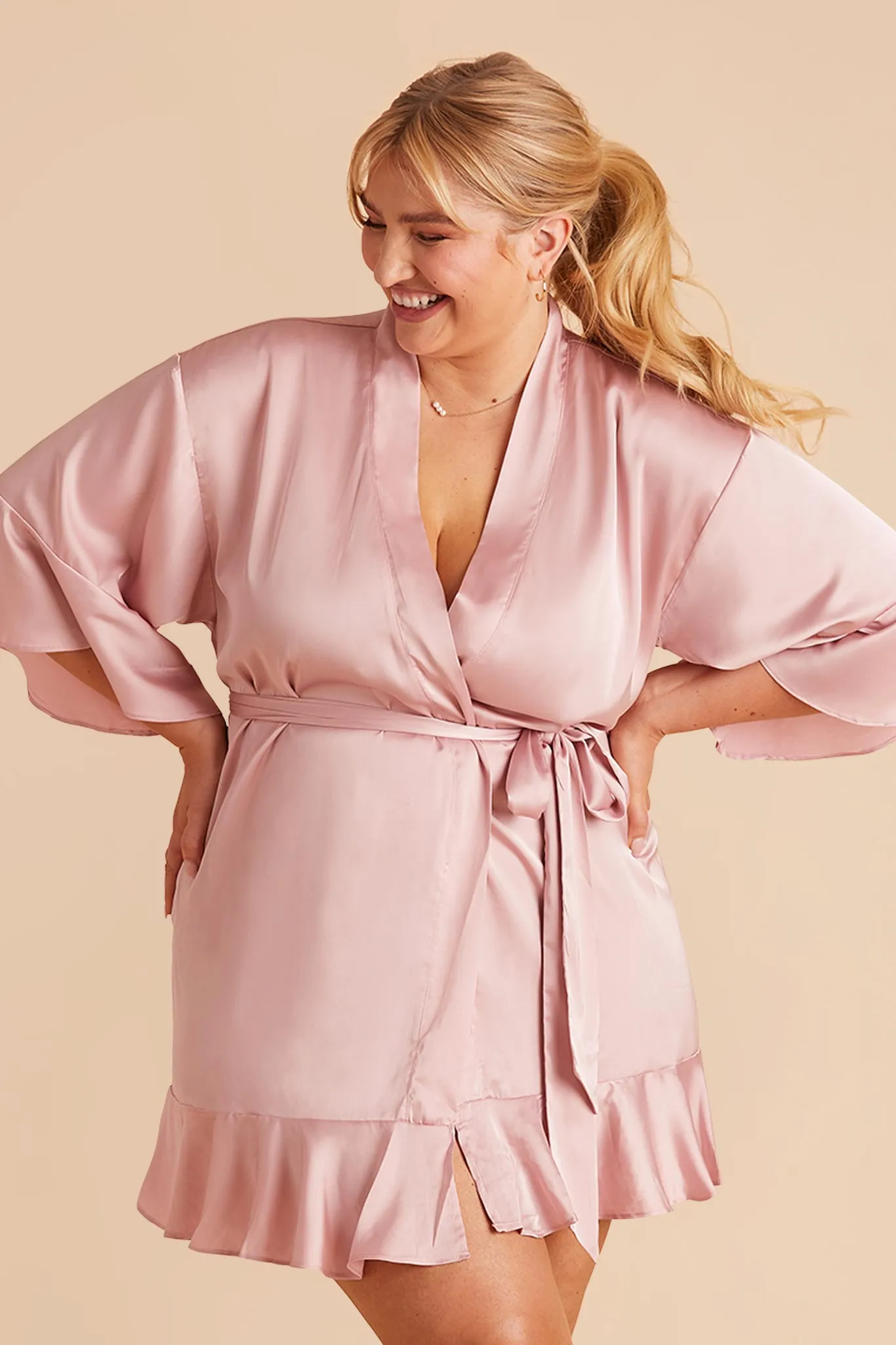 Kenny Matte Satin Robe - Dusty Pink sold by Birdy Grey product image thumbnail 5