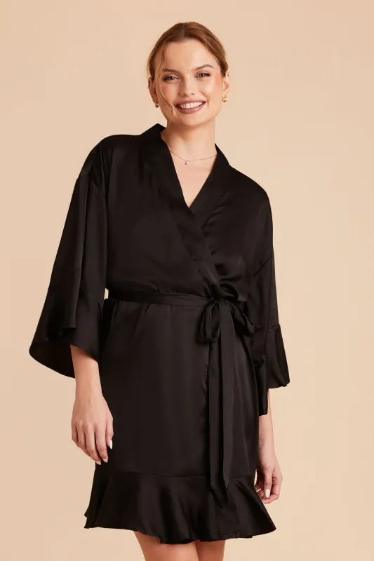Kenny Matte Satin Robe - Black sold by Birdy Grey