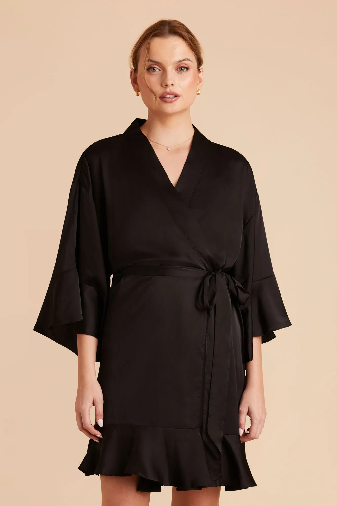 Kenny Matte Satin Robe - Black sold by Birdy Grey product image thumbnail 5