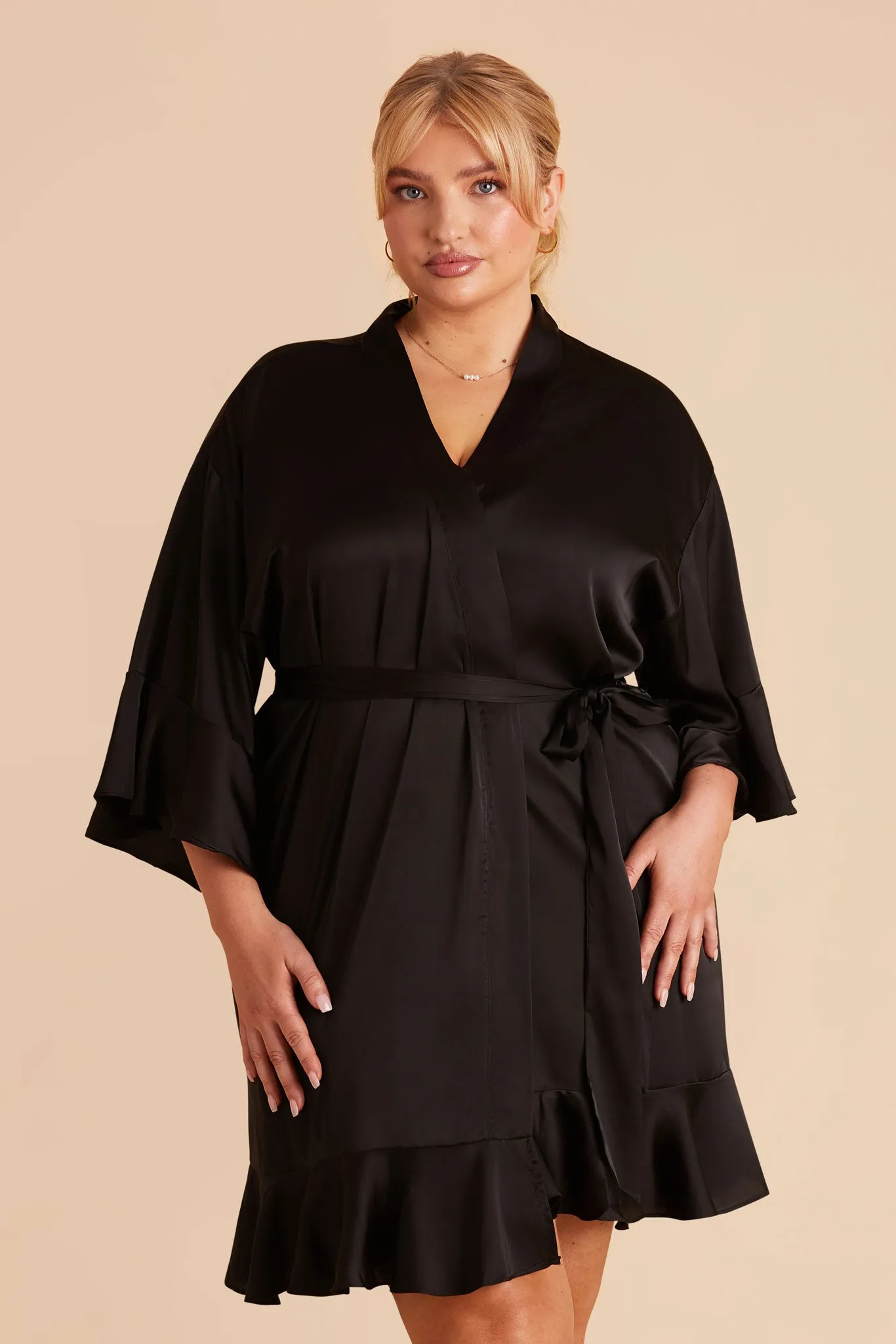 Kenny Matte Satin Robe - Black sold by Birdy Grey product image thumbnail 3