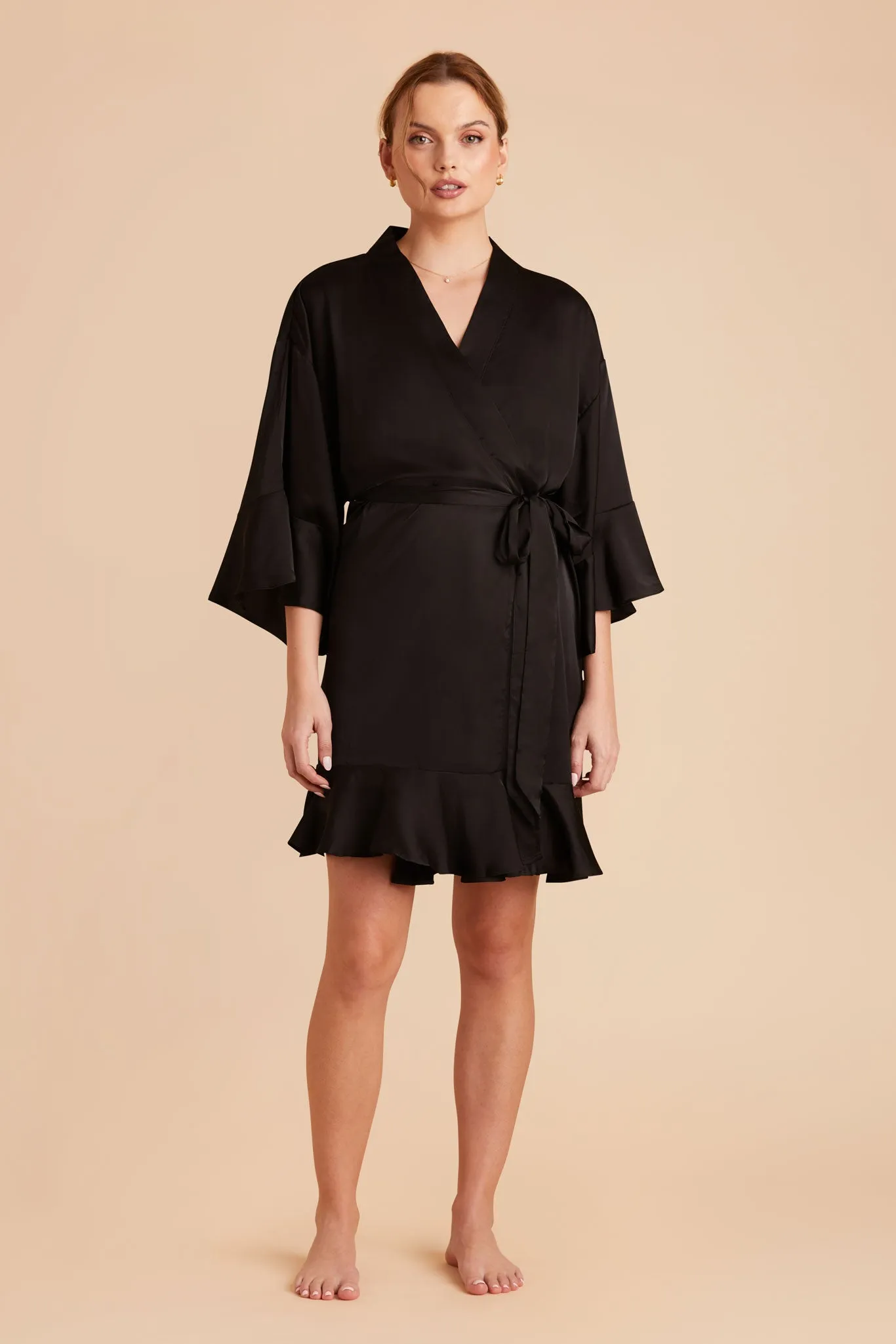 Kenny Matte Satin Robe - Black sold by Birdy Grey product image thumbnail 4
