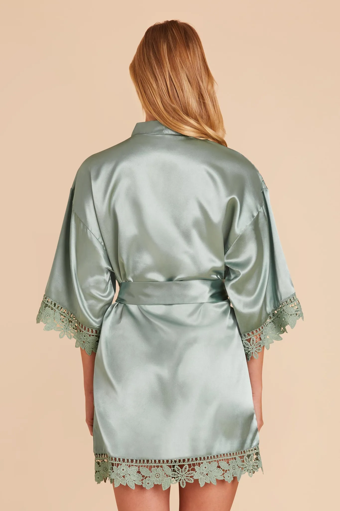 Claudine Shiny Satin Robe - Sea Glass sold by Birdy Grey product image thumbnail 5