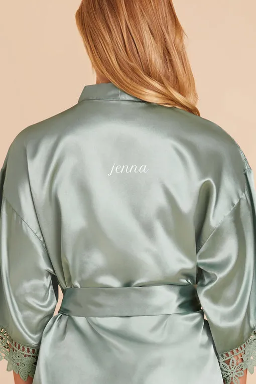 Claudine Shiny Satin Robe - Sea Glass sold by Birdy Grey product image thumbnail 2