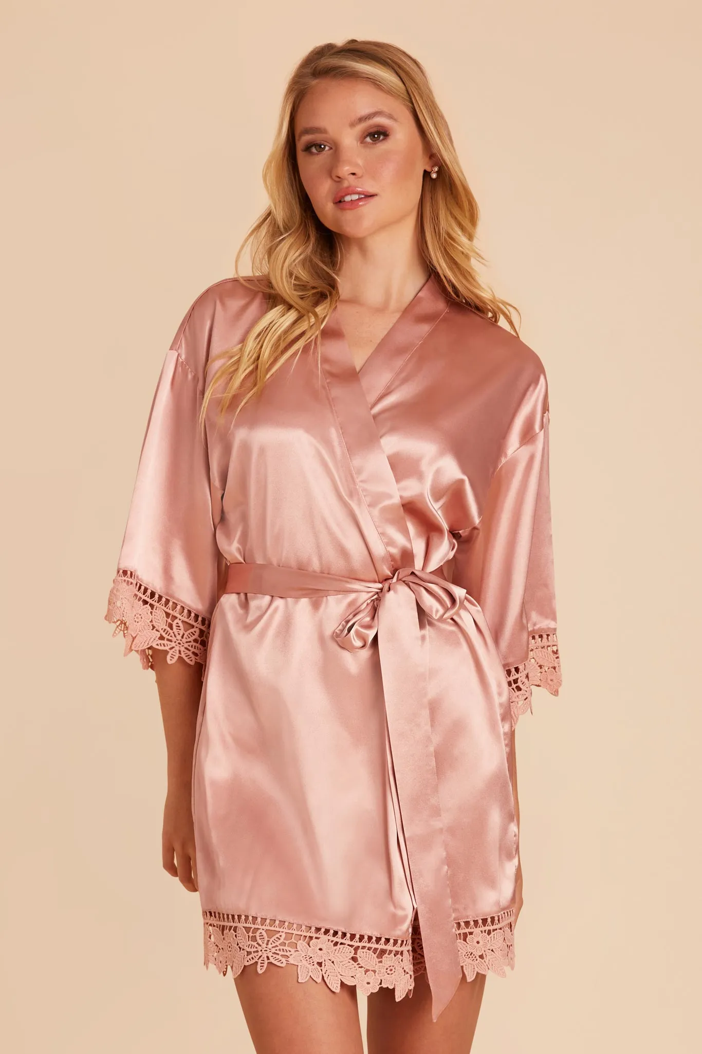 Claudine Shiny Satin Robe - Dusty Rose sold by Birdy Grey product image thumbnail 3