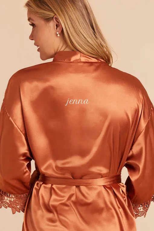 Claudine Shiny Satin Robe - Terracotta sold by Birdy Grey product image thumbnail 2
