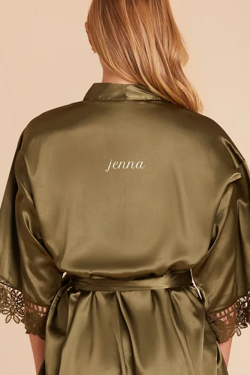 Claudine Shiny Satin Robe - Olive sold by Birdy Grey product image thumbnail 2