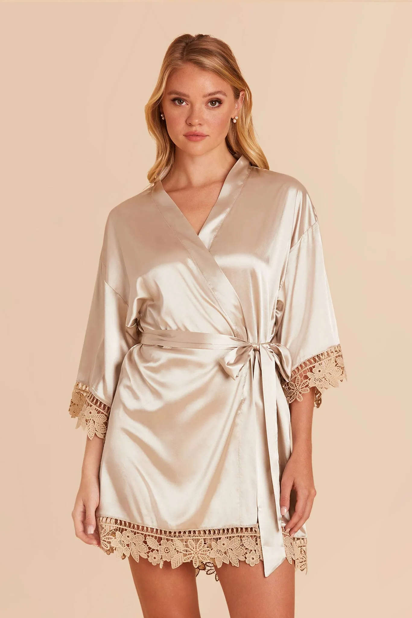 Claudine Shiny Satin Robe - Neutral Champagne sold by Birdy Grey product image thumbnail 3