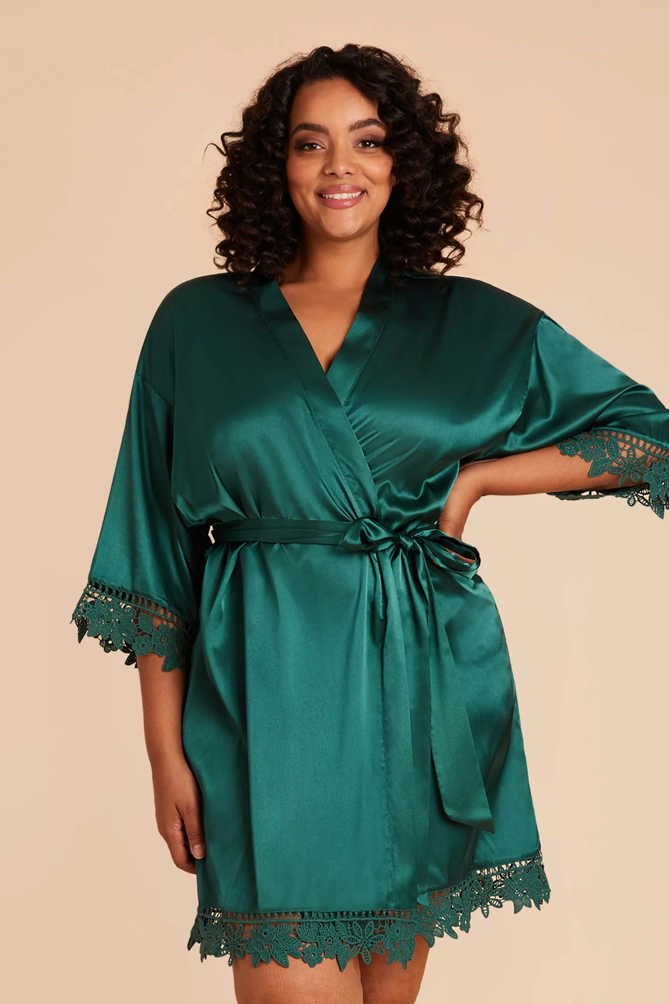 Claudine Shiny Satin Robe - Emerald sold by Birdy Grey product image thumbnail 3