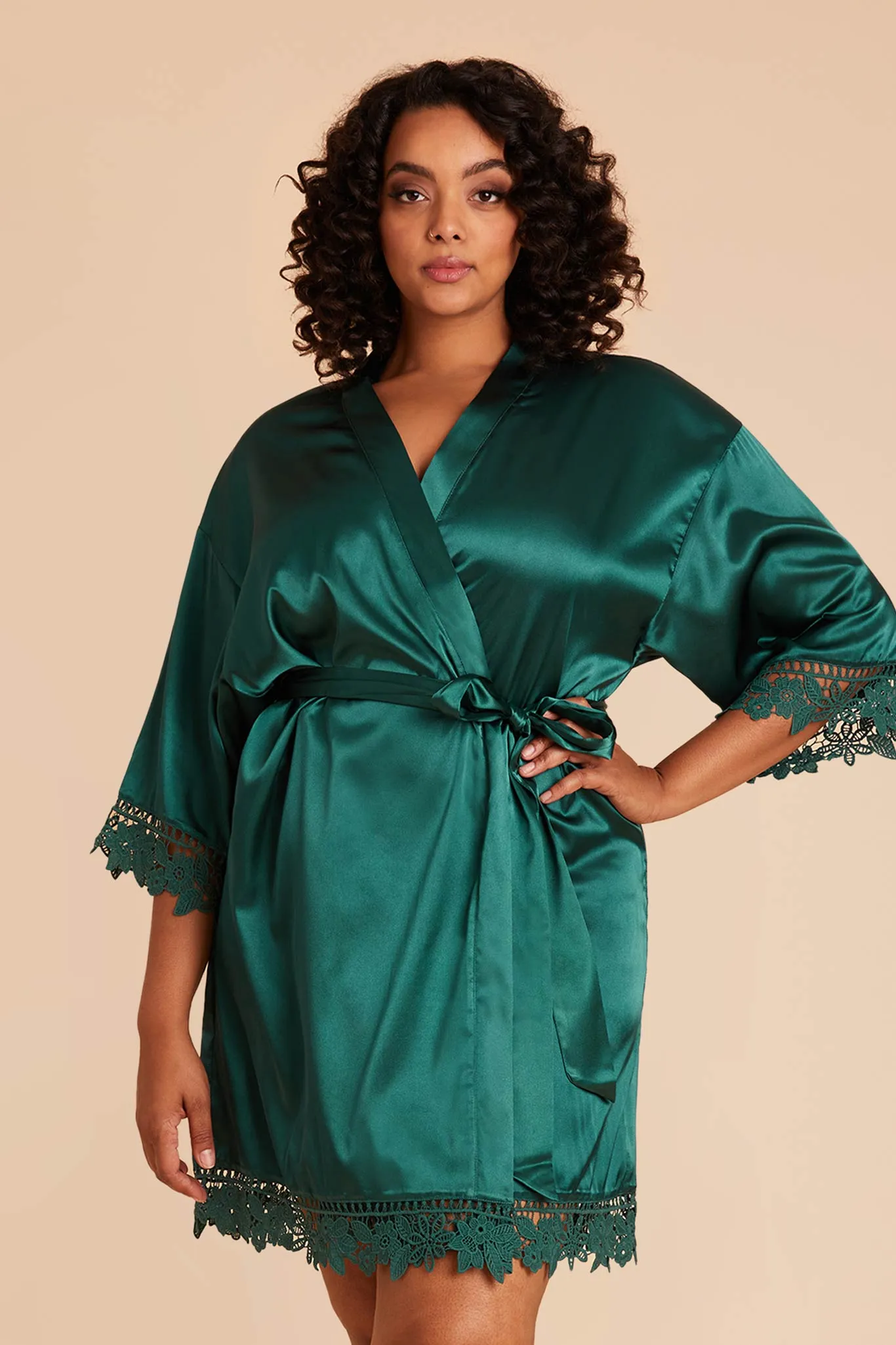 Claudine Shiny Satin Robe - Emerald sold by Birdy Grey product image thumbnail 4