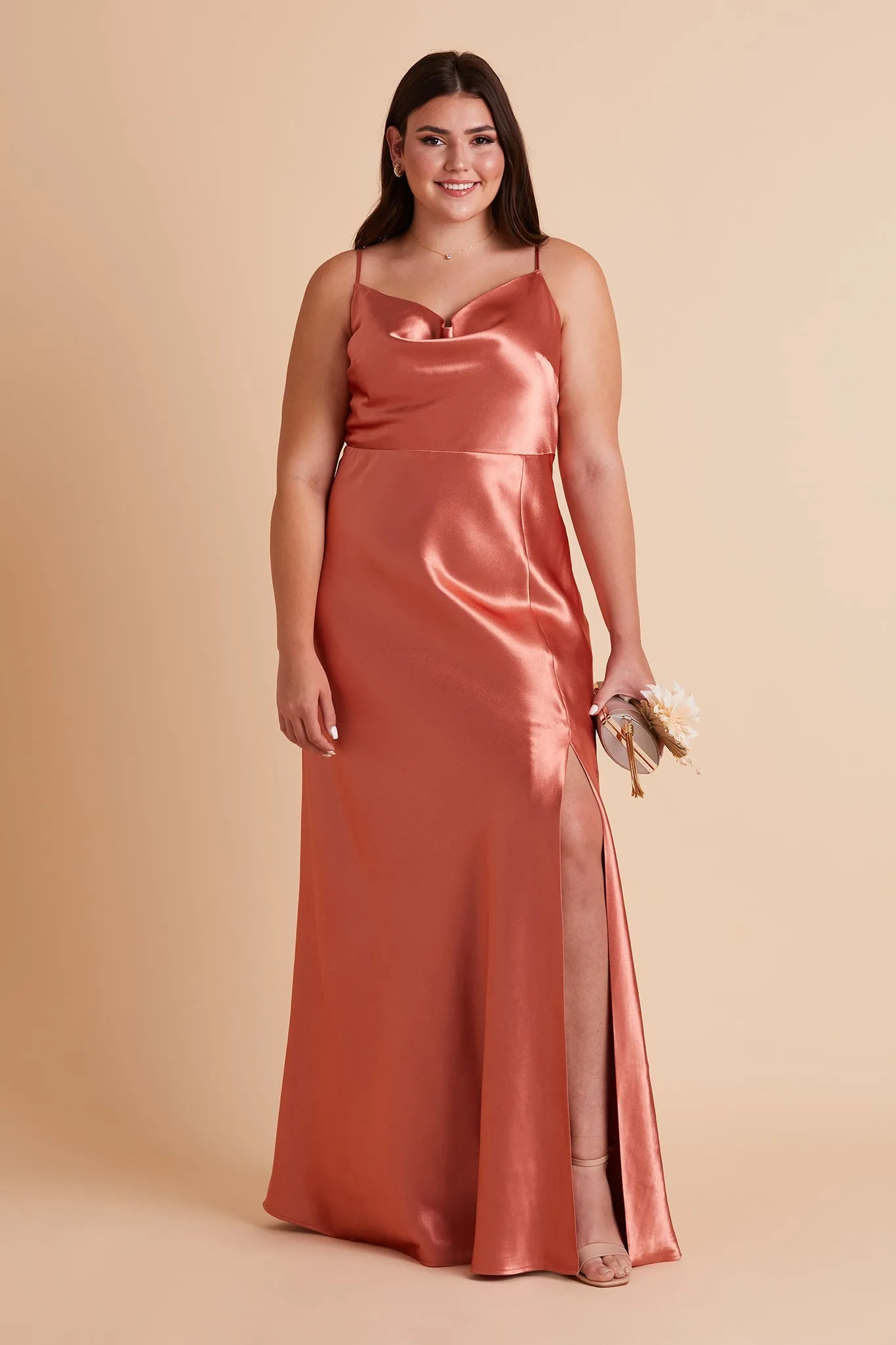 Lisa Shiny Satin Dress - Terracotta sold by Birdy Grey product image thumbnail 2