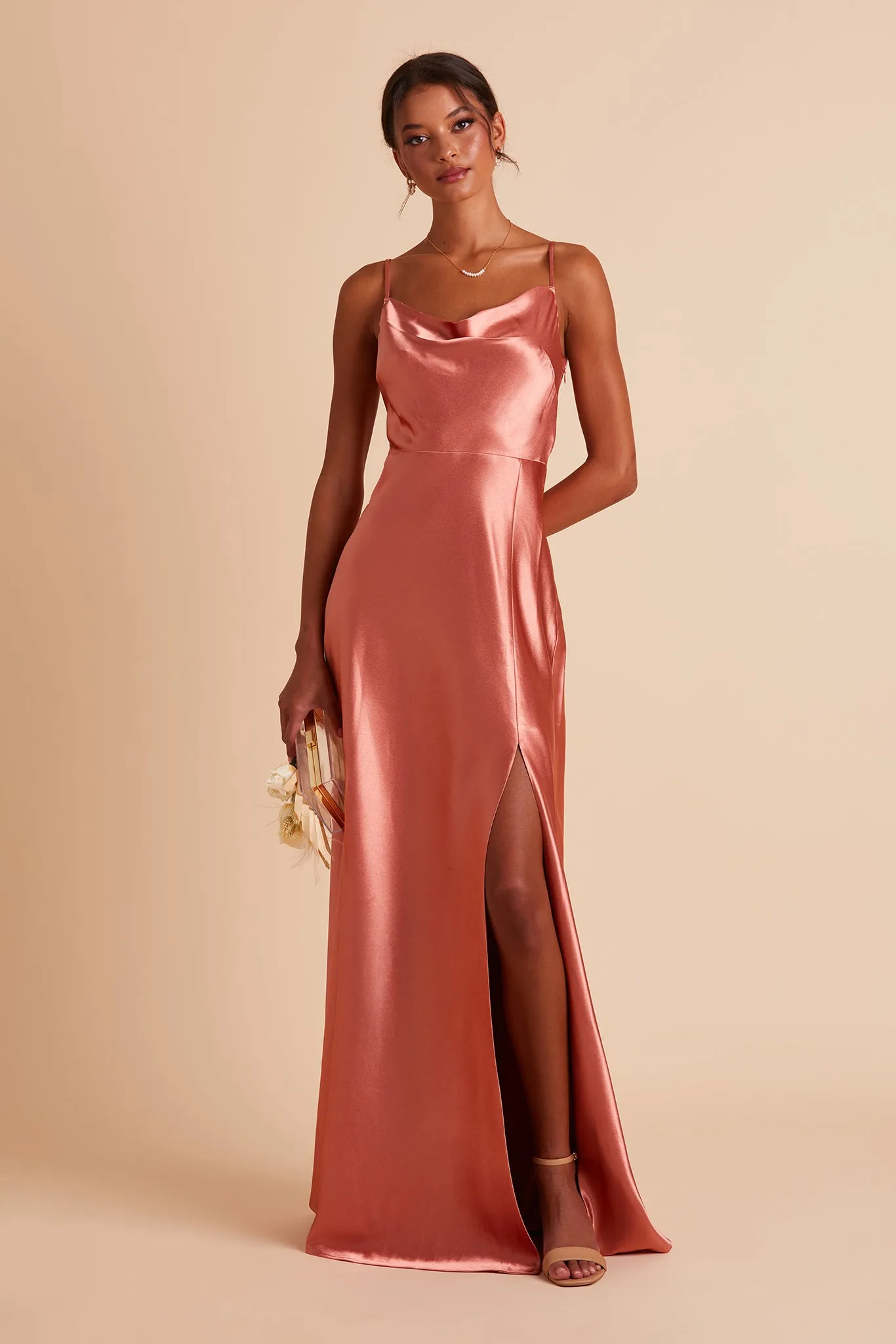 Lisa Shiny Satin Dress - Terracotta sold by Birdy Grey product image thumbnail 5