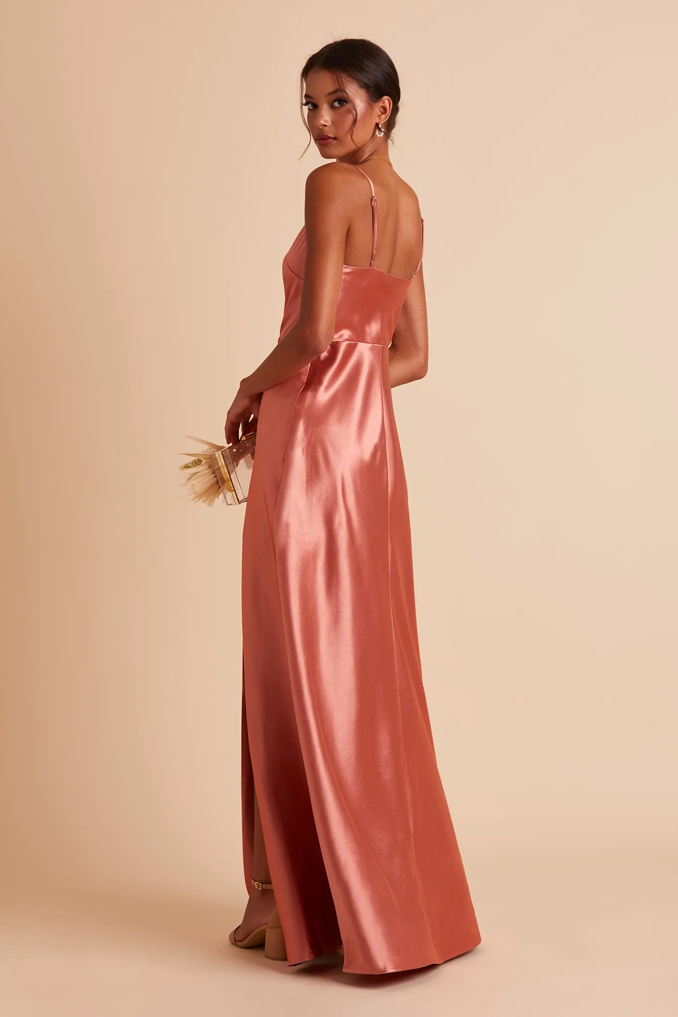 Lisa Shiny Satin Dress - Terracotta sold by Birdy Grey product image thumbnail 3
