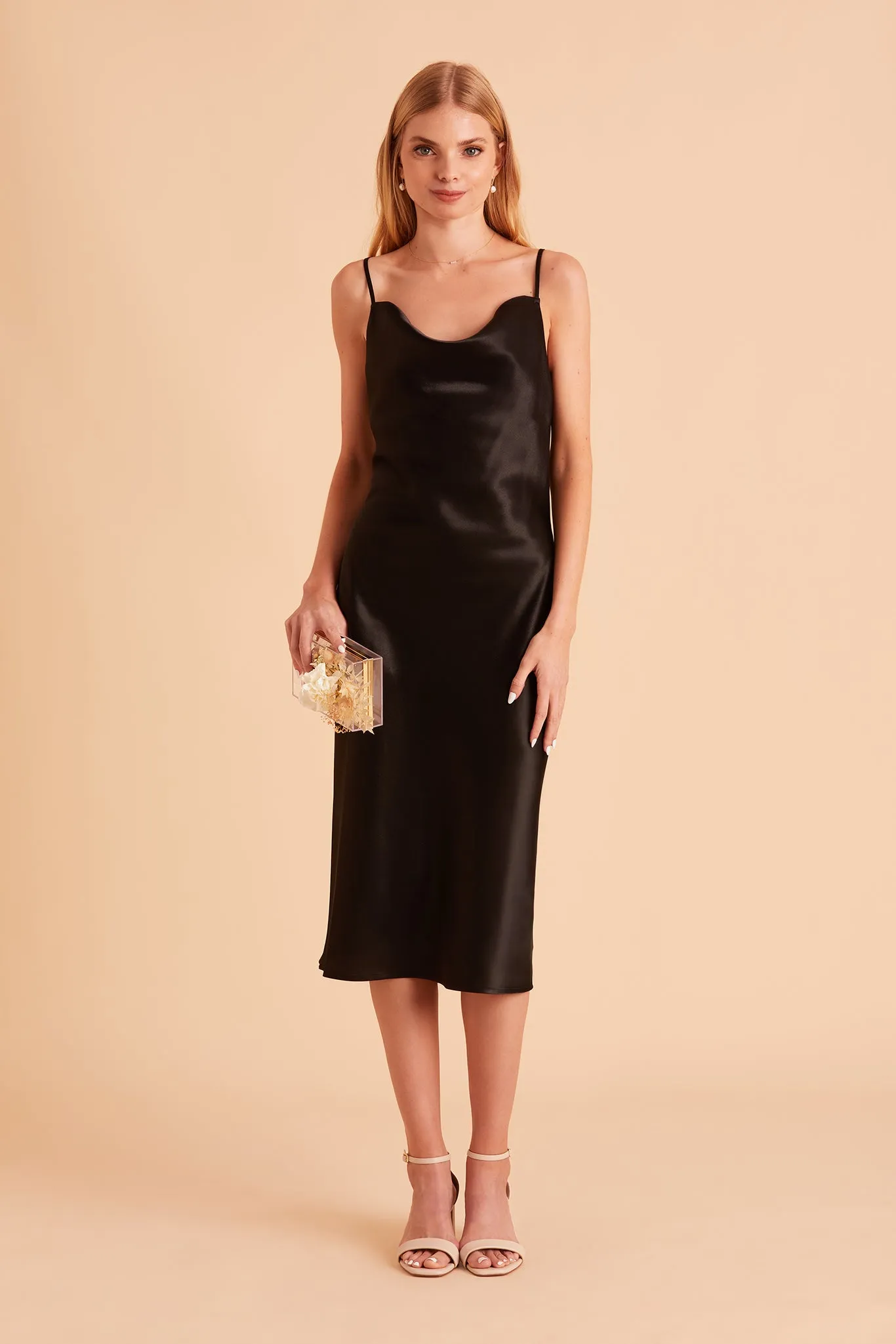 Liza Shiny Satin Dress - Black sold by Birdy Grey product image thumbnail 4