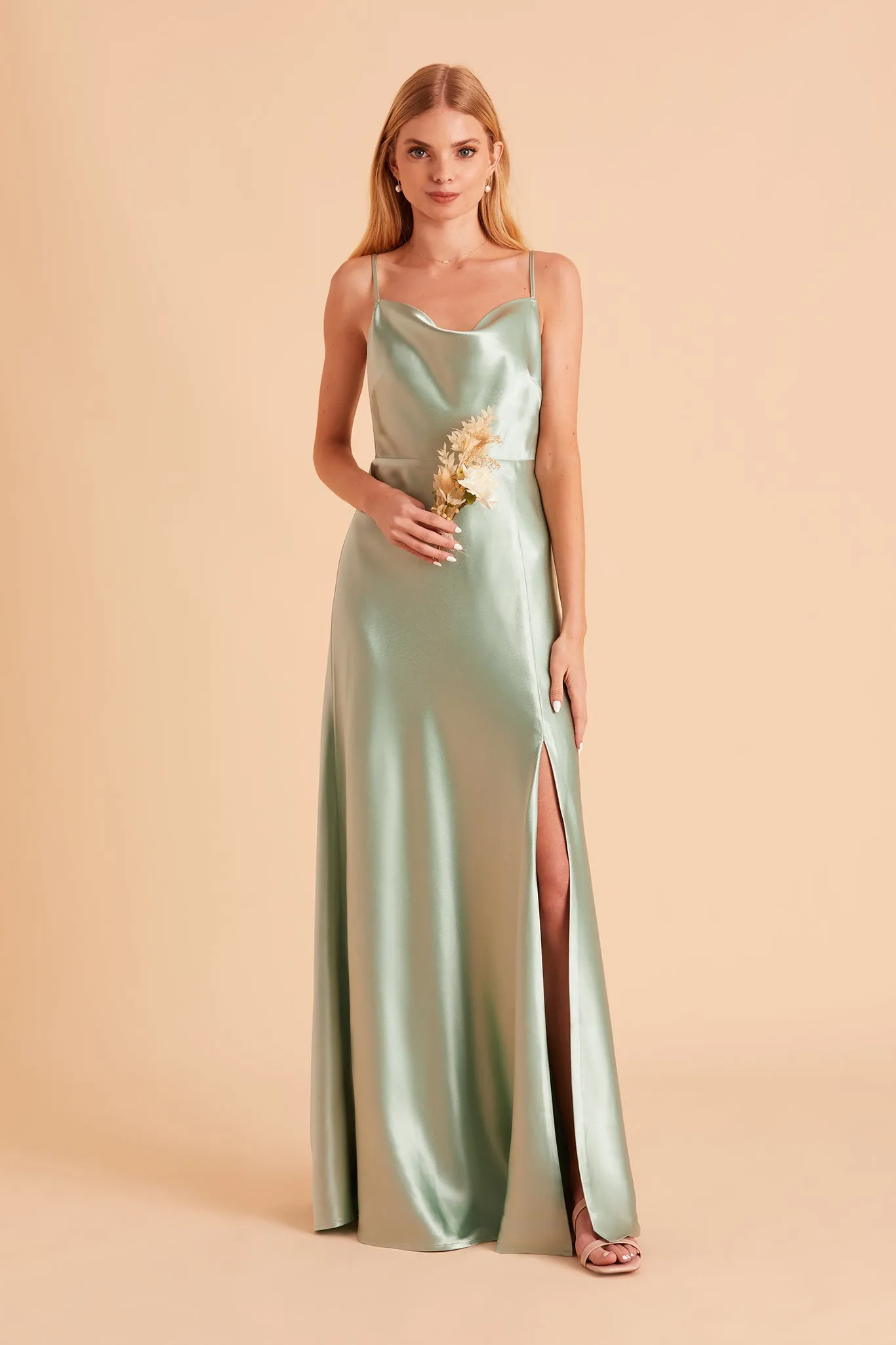 Lisa Shiny Satin Dress - Sage sold by Birdy Grey product image thumbnail 2
