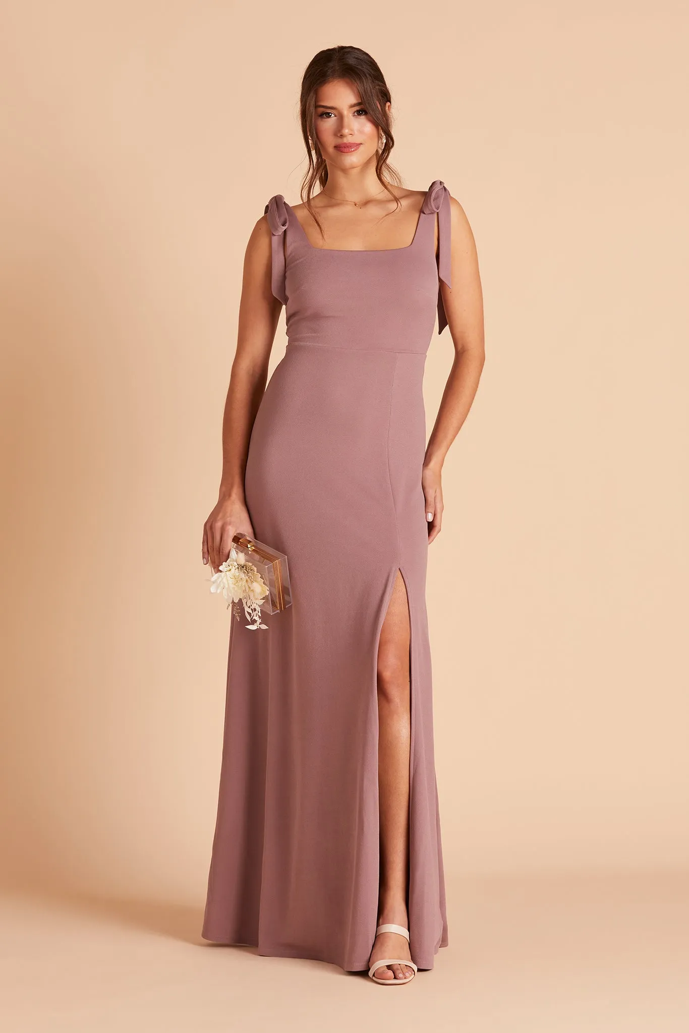 Alex Crepe Dress - Dark Mauve sold by Birdy Grey