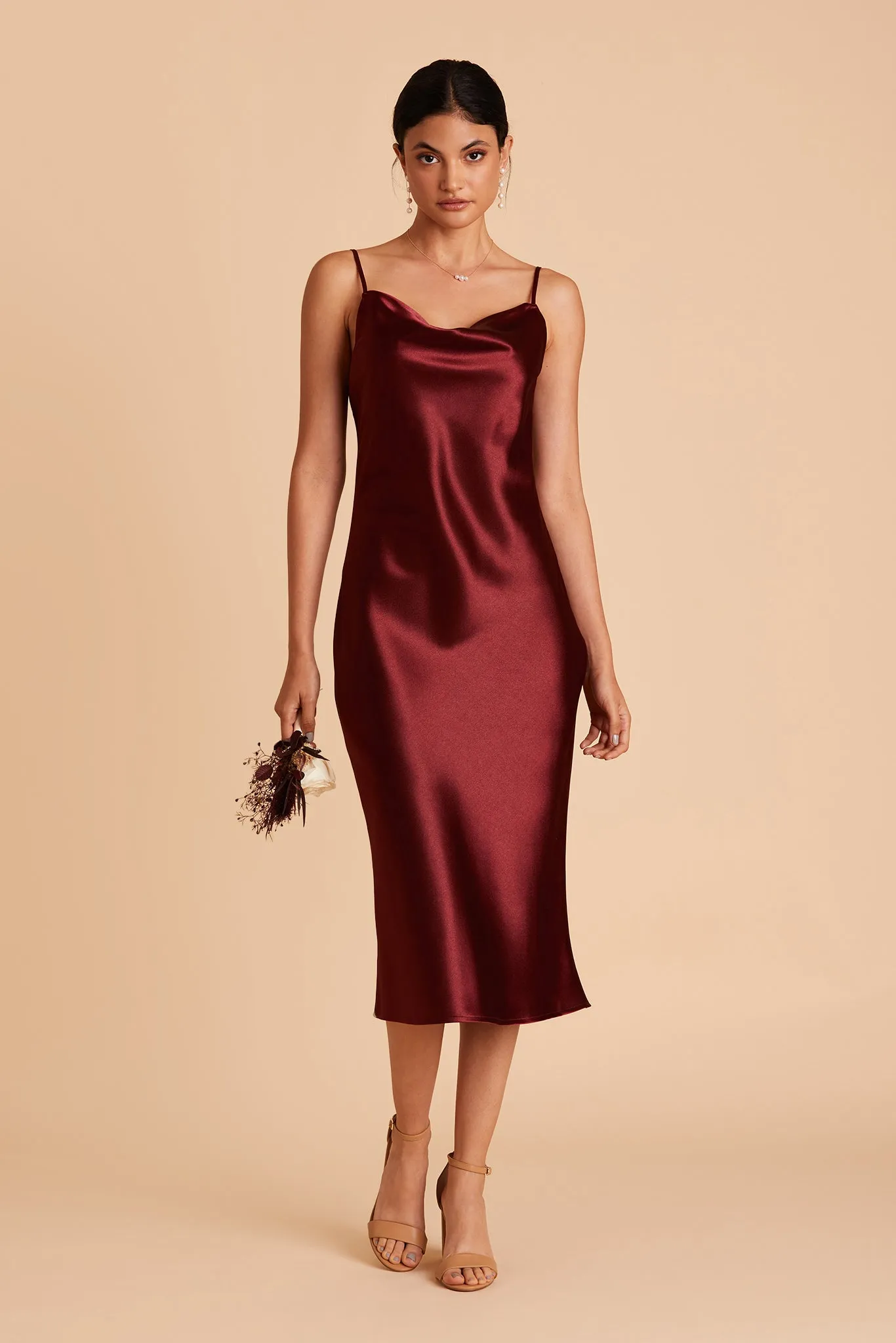 Liza Shiny Satin Dress - Cabernet sold by Birdy Grey product image thumbnail 5