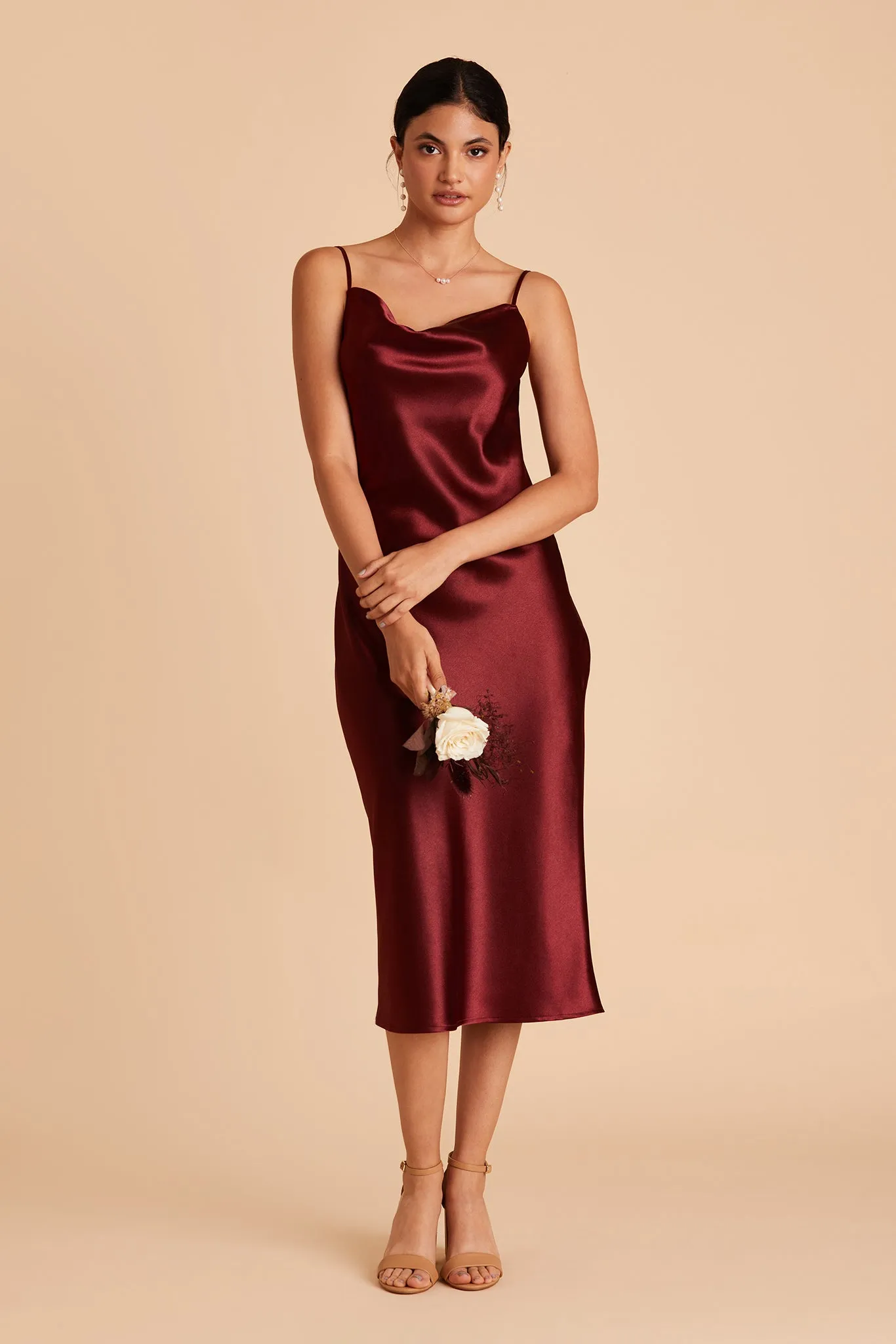 Liza Shiny Satin Dress - Cabernet sold by Birdy Grey product image thumbnail 3