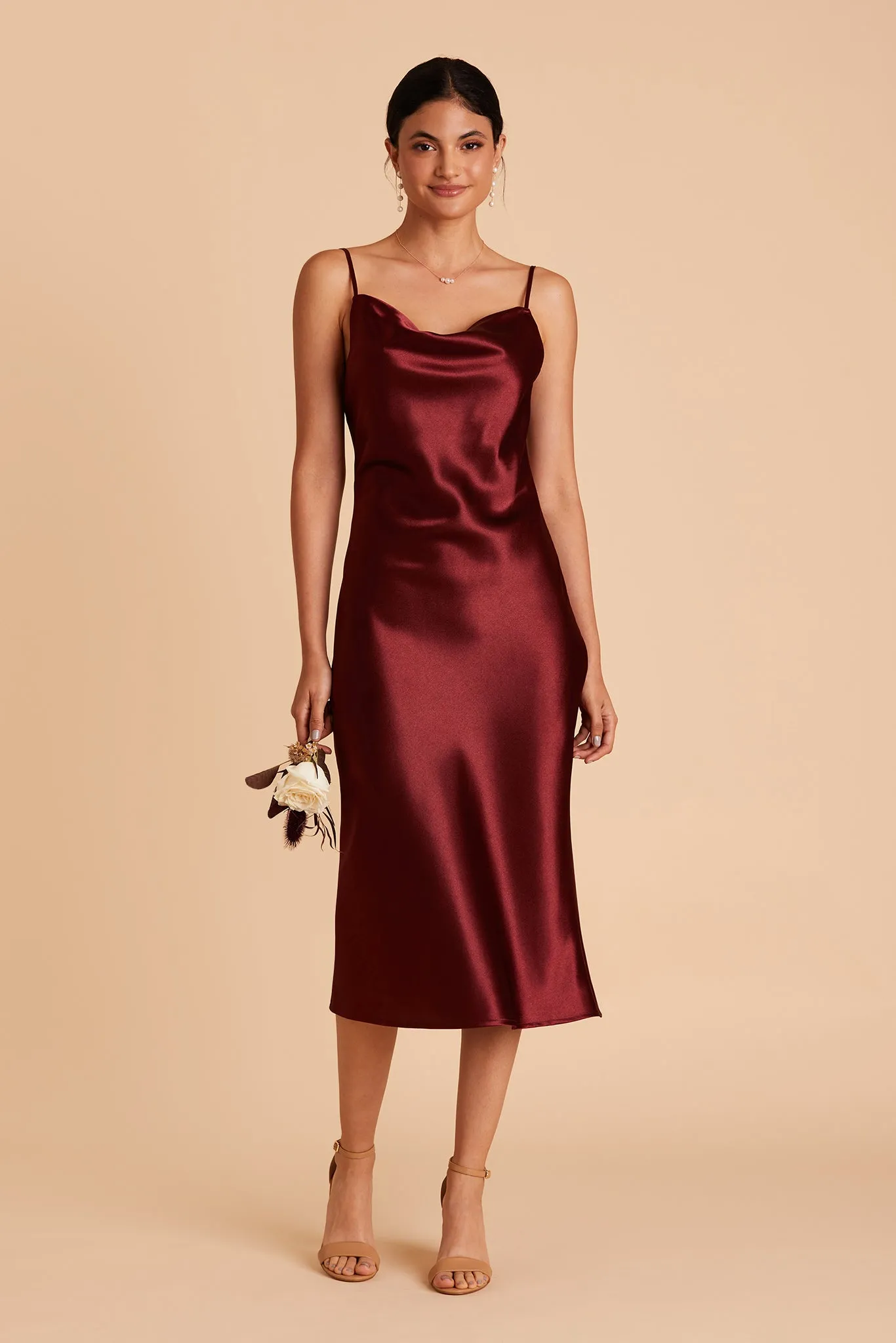 Liza Shiny Satin Dress - Cabernet sold by Birdy Grey product image thumbnail 4