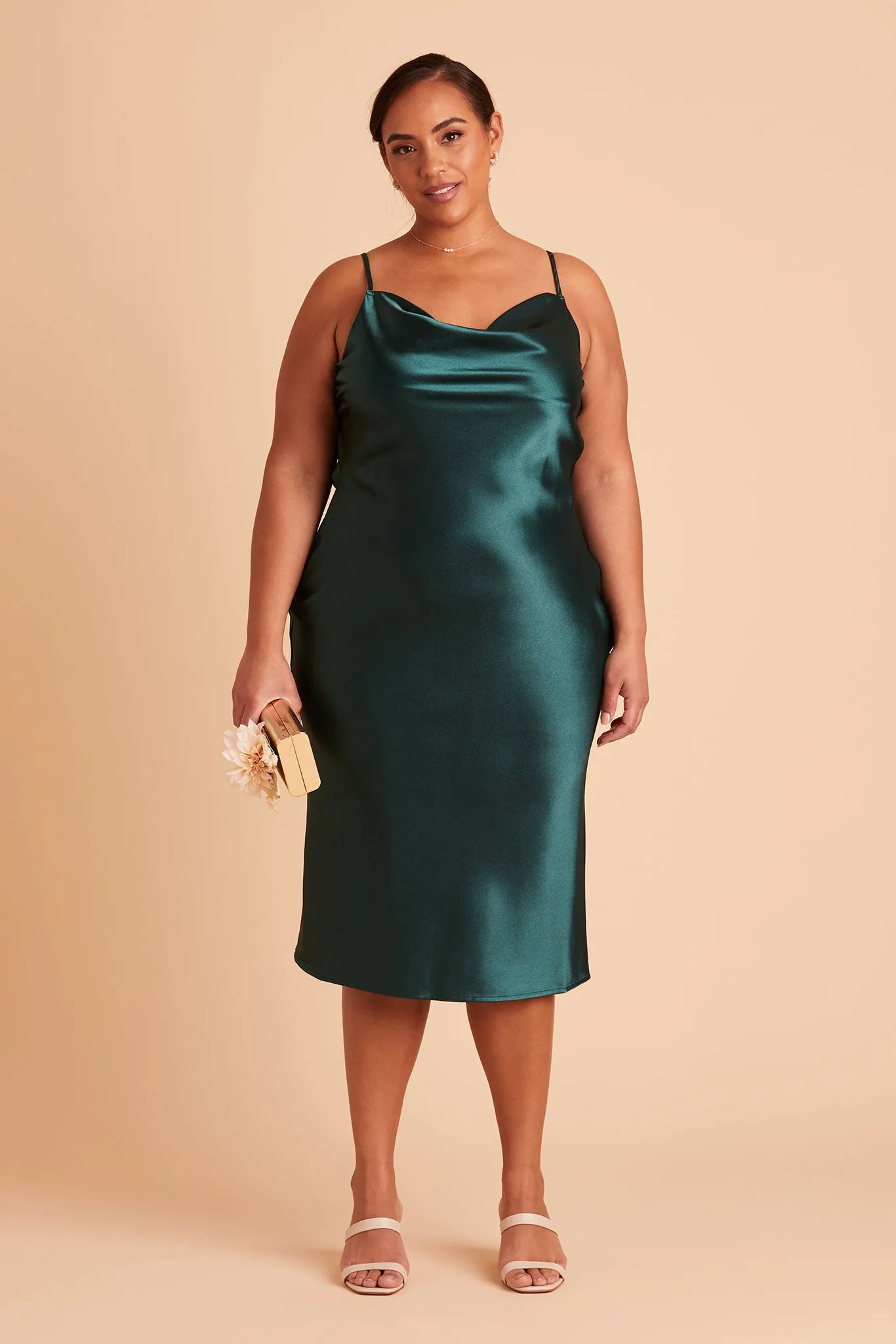 Liza Shiny Satin Dress - Emerald sold by Birdy Grey product image thumbnail 2