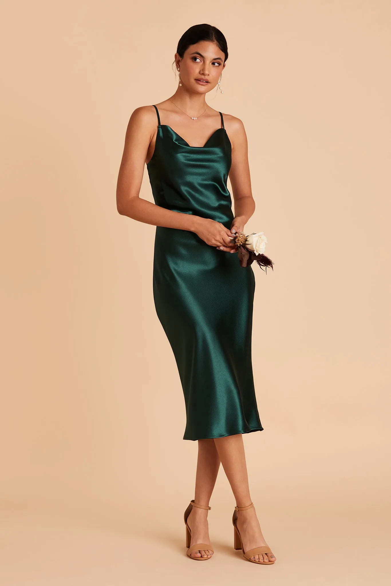 Liza Shiny Satin Dress - Emerald sold by Birdy Grey product image thumbnail 4