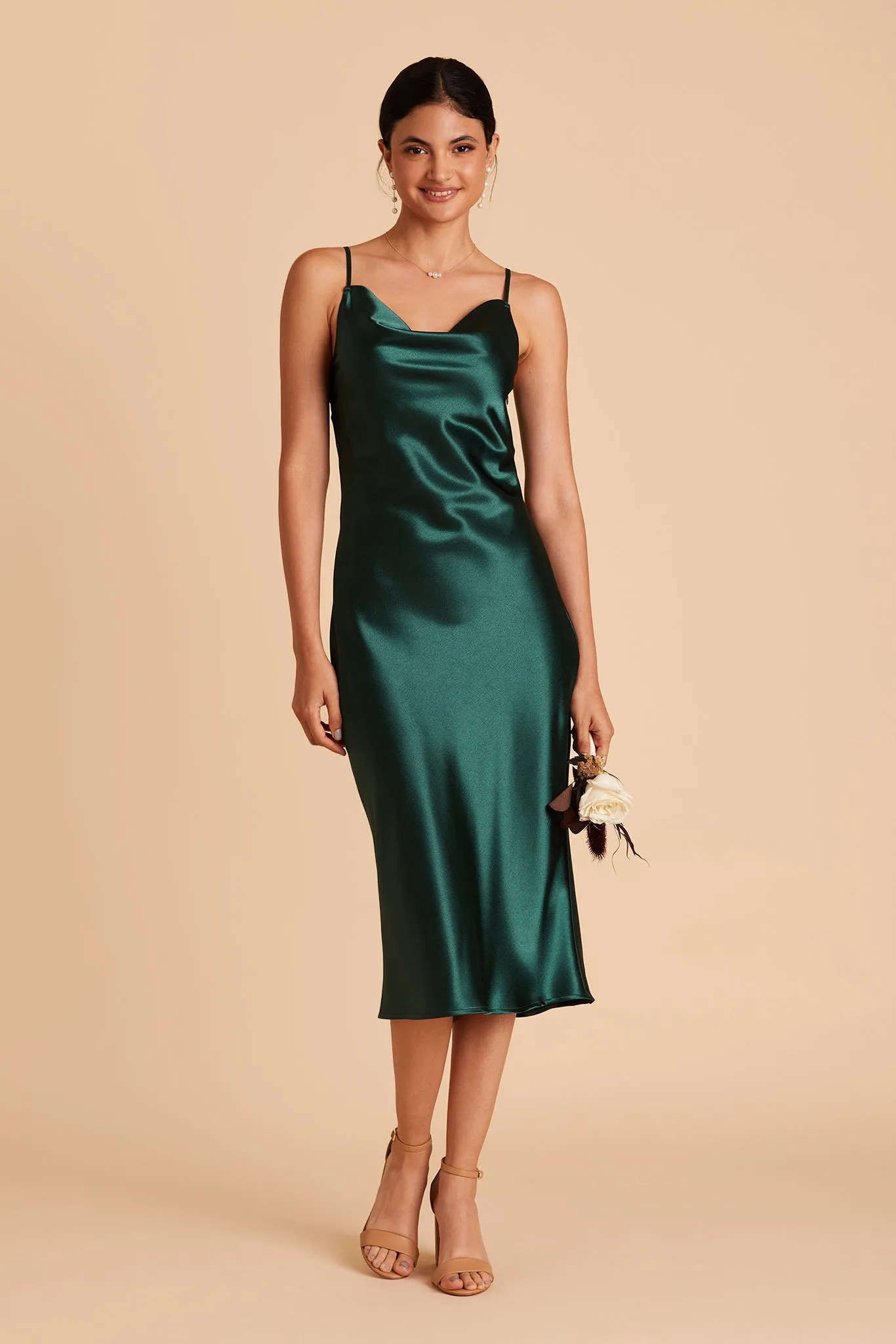 Liza Shiny Satin Dress - Emerald sold by Birdy Grey product image thumbnail 3