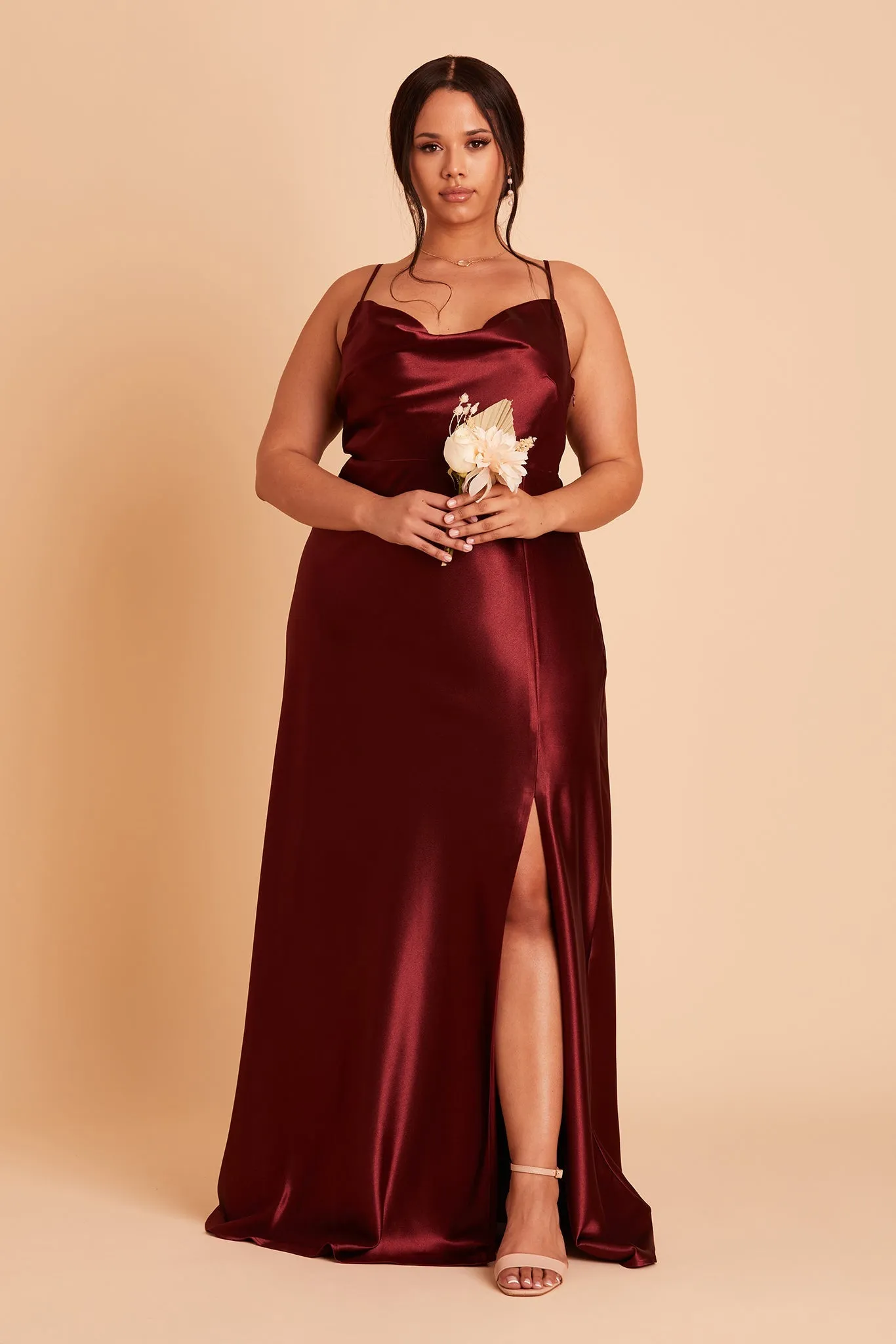 Lisa Shiny Satin Dress - Cabernet sold by Birdy Grey product image thumbnail 3