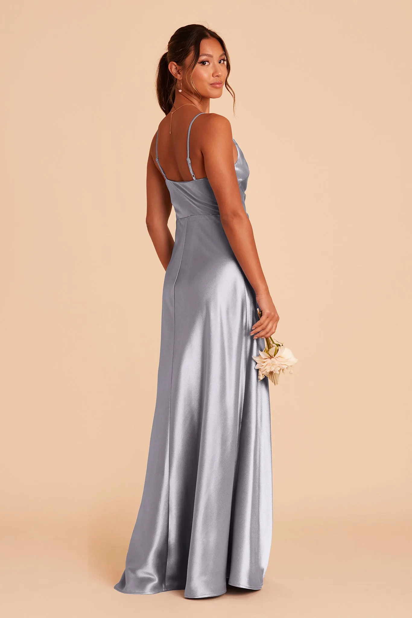 Lisa Shiny Satin Dress - Dusty Blue sold by Birdy Grey product image thumbnail 4