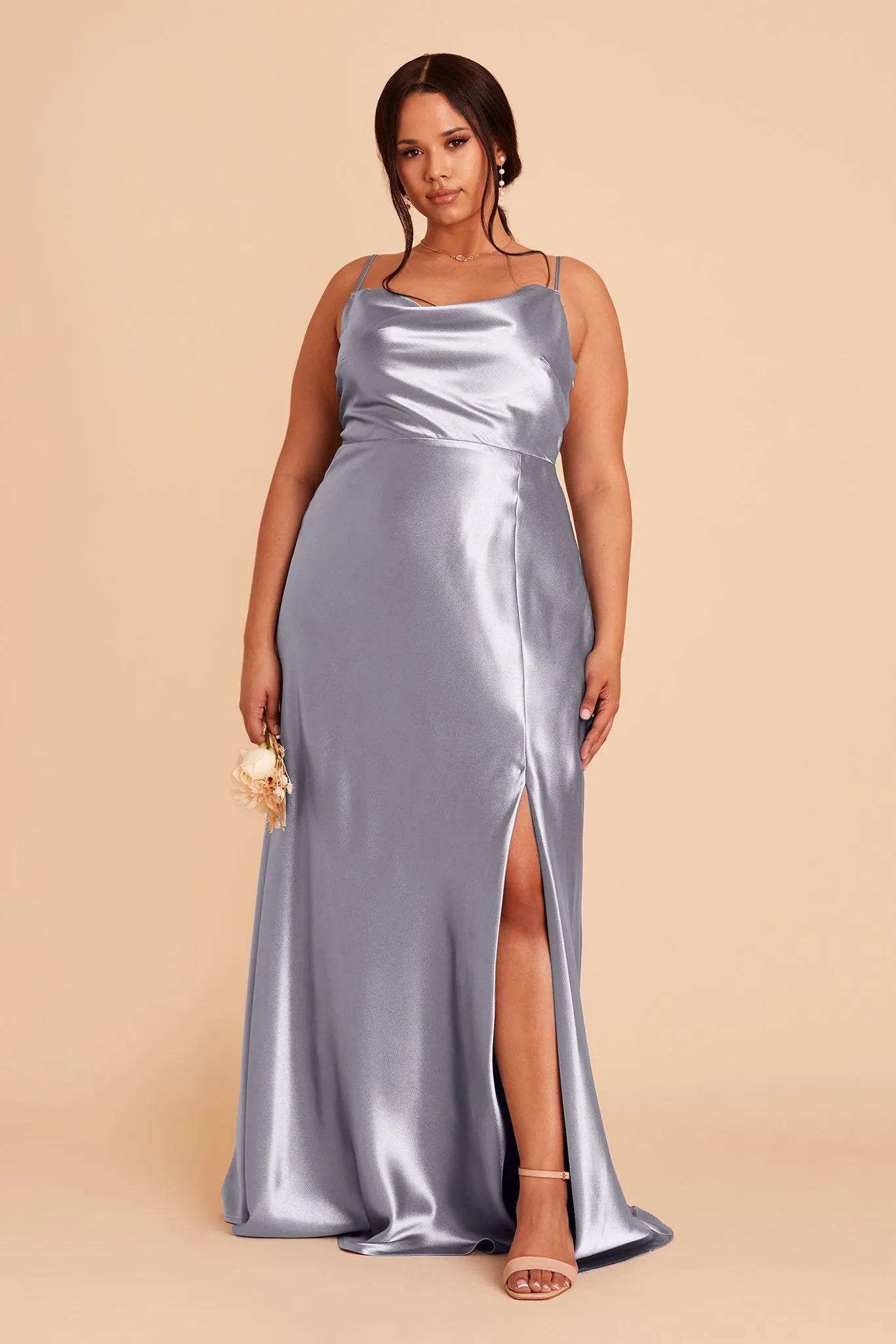 Lisa Shiny Satin Dress - Dusty Blue sold by Birdy Grey product image thumbnail 2