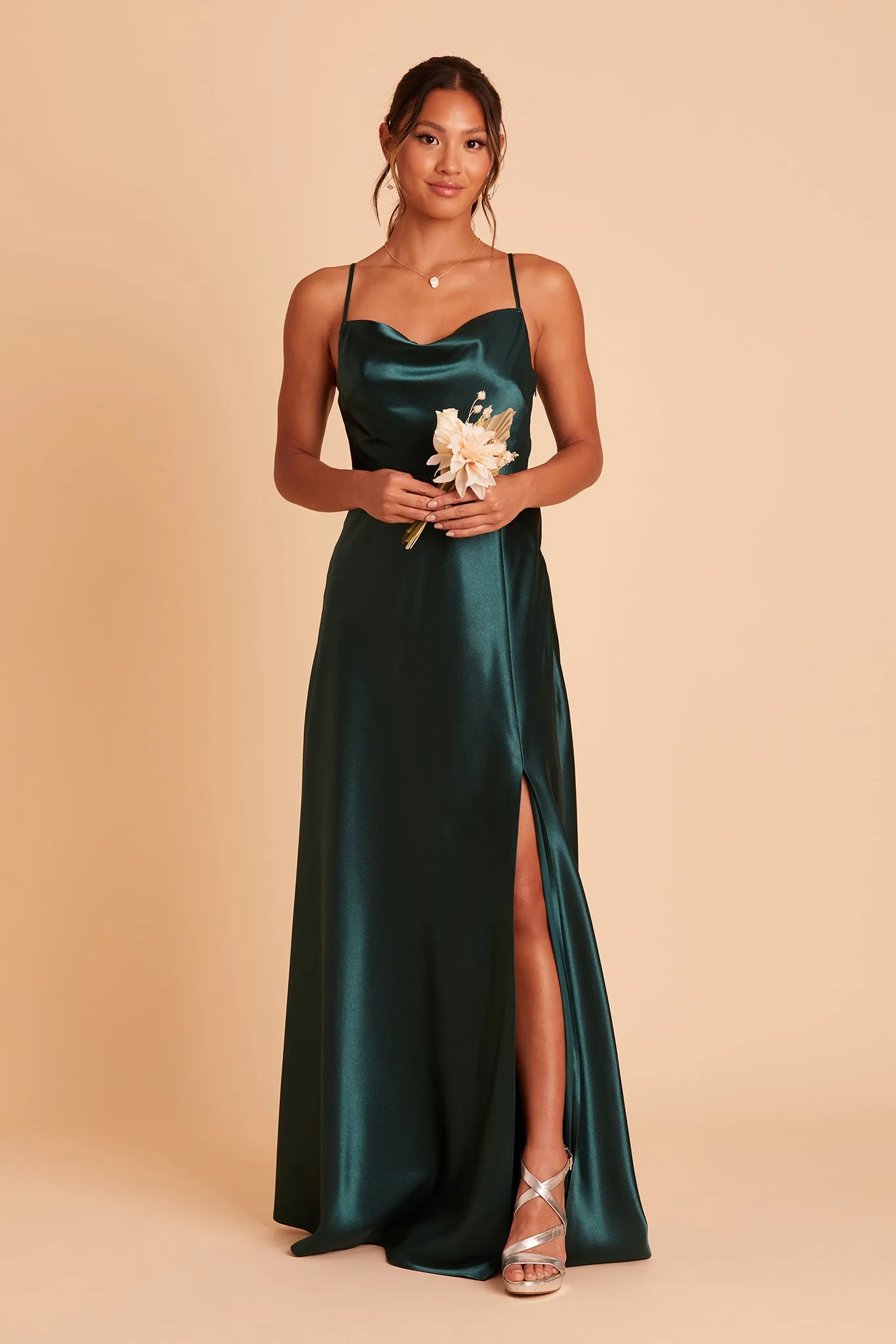 Lisa Shiny Satin Dress - Emerald sold by Birdy Grey product image thumbnail 4