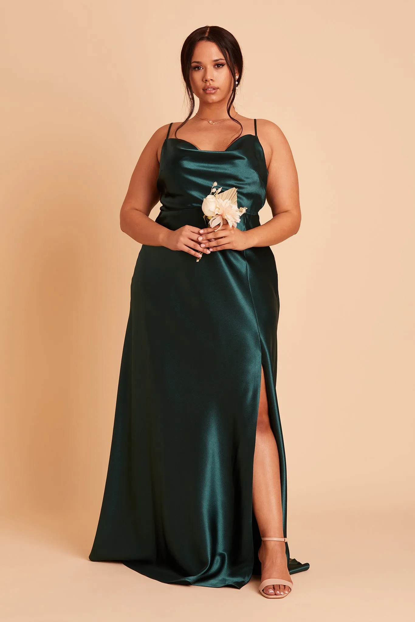 Lisa Shiny Satin Dress - Emerald sold by Birdy Grey product image thumbnail 3