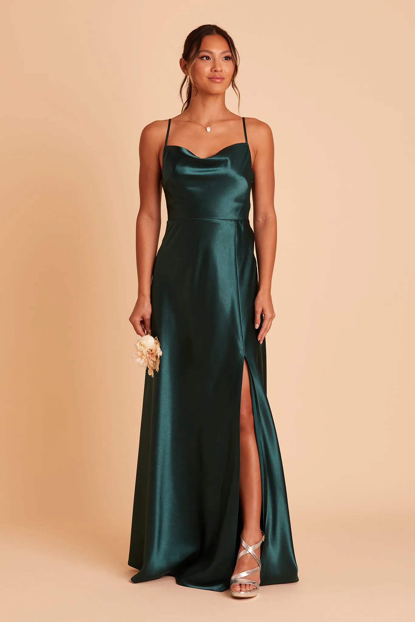 Lisa Shiny Satin Dress - Emerald sold by Birdy Grey product image thumbnail 5