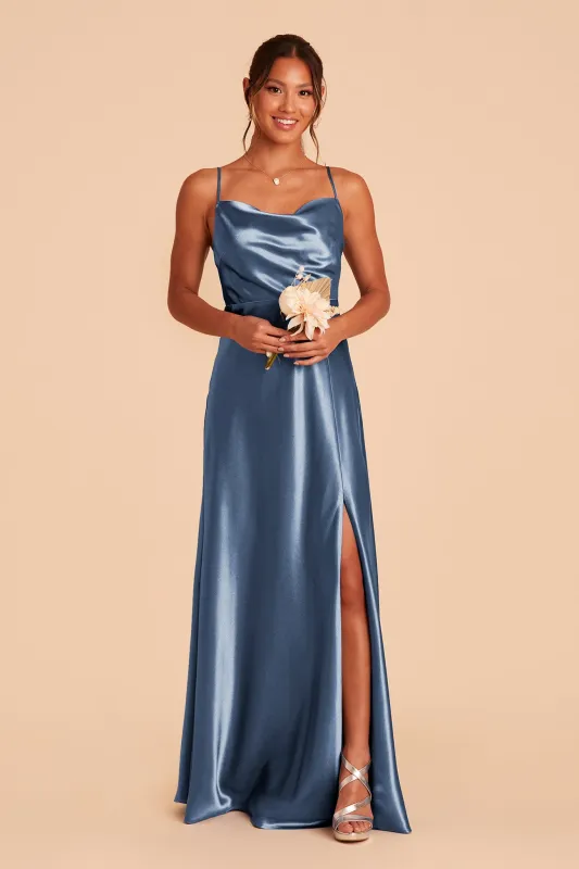 Lisa Shiny Satin Dress - Twilight sold by Birdy Grey