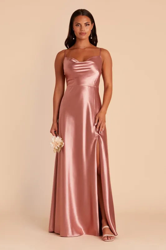 Lisa Shiny Satin Dress - Desert Rose sold by Birdy Grey