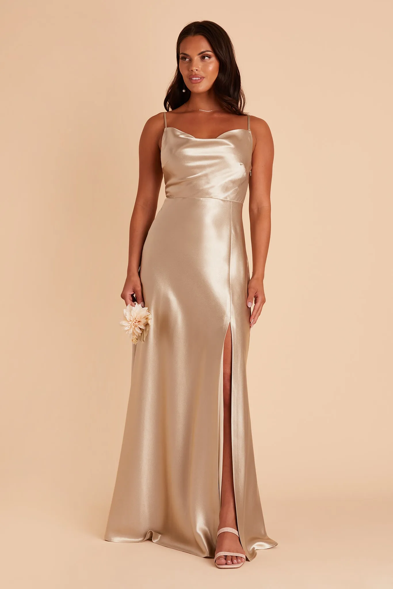 Lisa Shiny Satin Dress - Neutral Champagne sold by Birdy Grey product image thumbnail 4