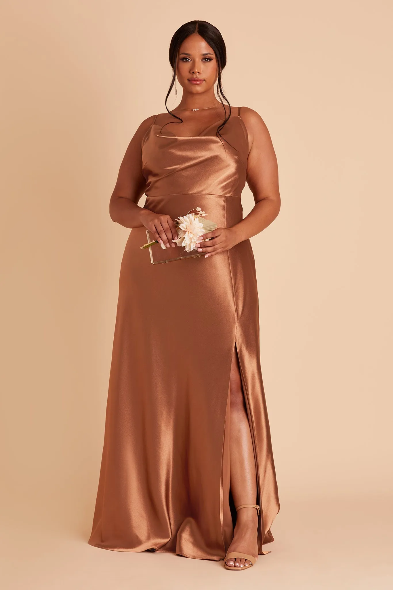 Lisa Shiny Satin Dress - Rust sold by Birdy Grey product image thumbnail 2