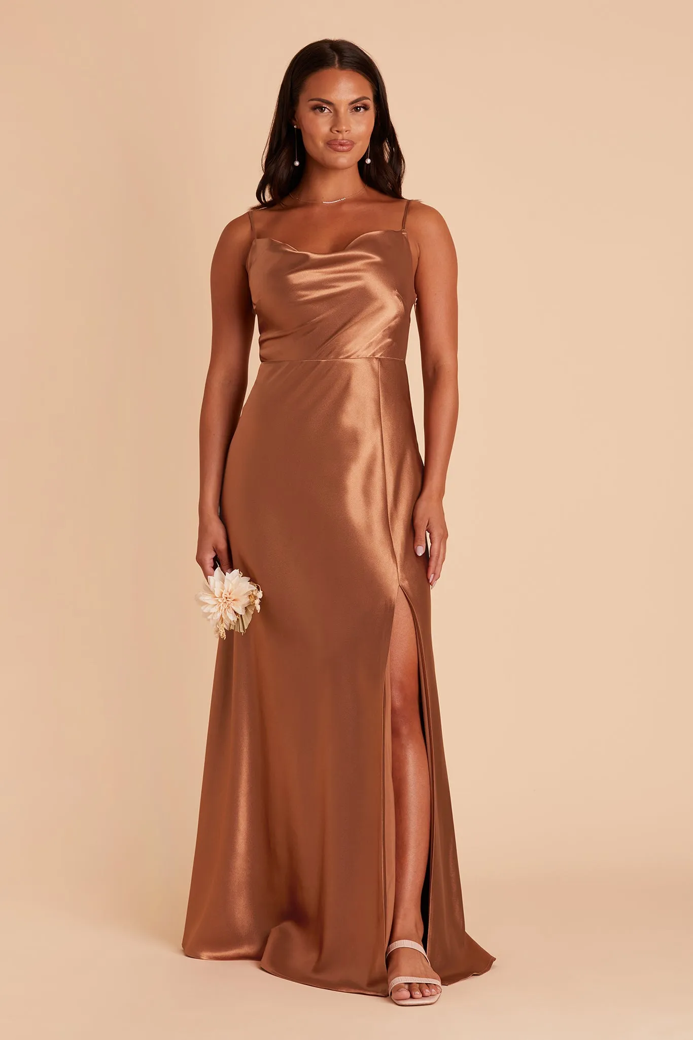 Lisa Shiny Satin Dress - Rust sold by Birdy Grey product image thumbnail 3
