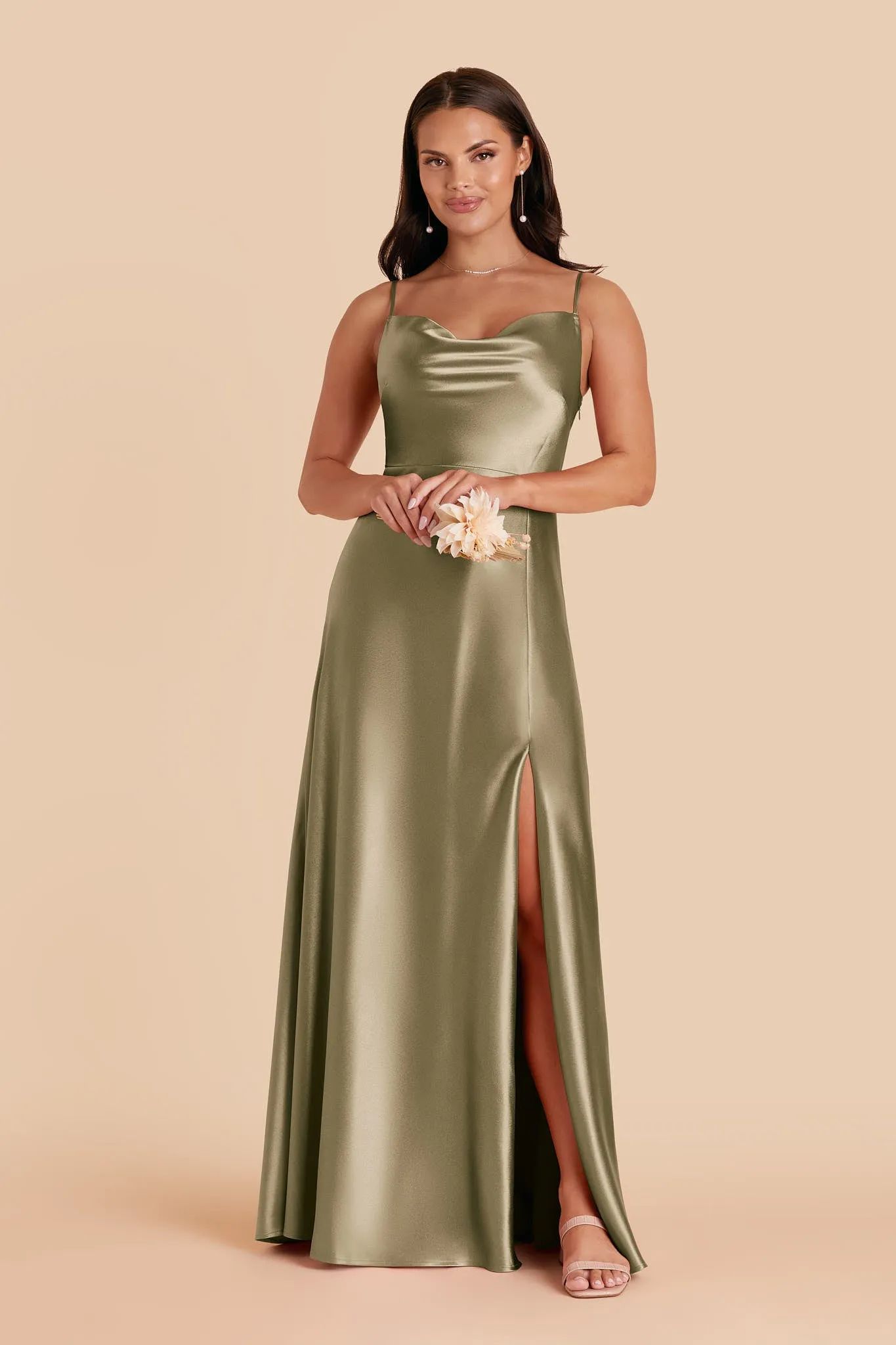 Lisa Shiny Satin Dress - Moss Green sold by Birdy Grey product image thumbnail 4