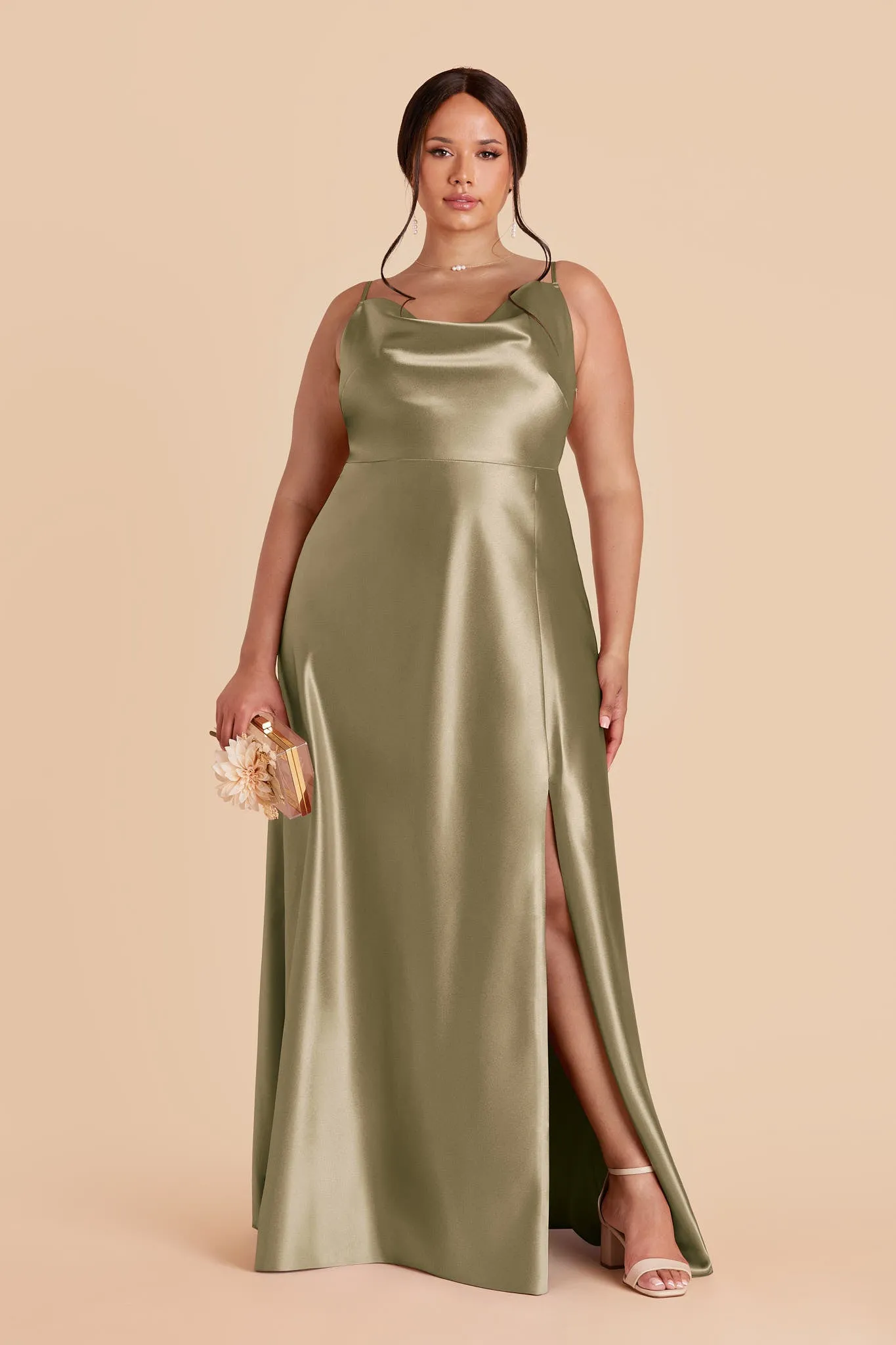 Lisa Shiny Satin Dress - Moss Green sold by Birdy Grey product image thumbnail 5