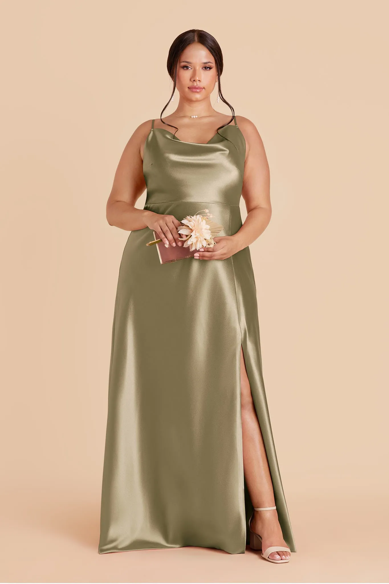 Lisa Shiny Satin Dress - Moss Green sold by Birdy Grey product image thumbnail 2