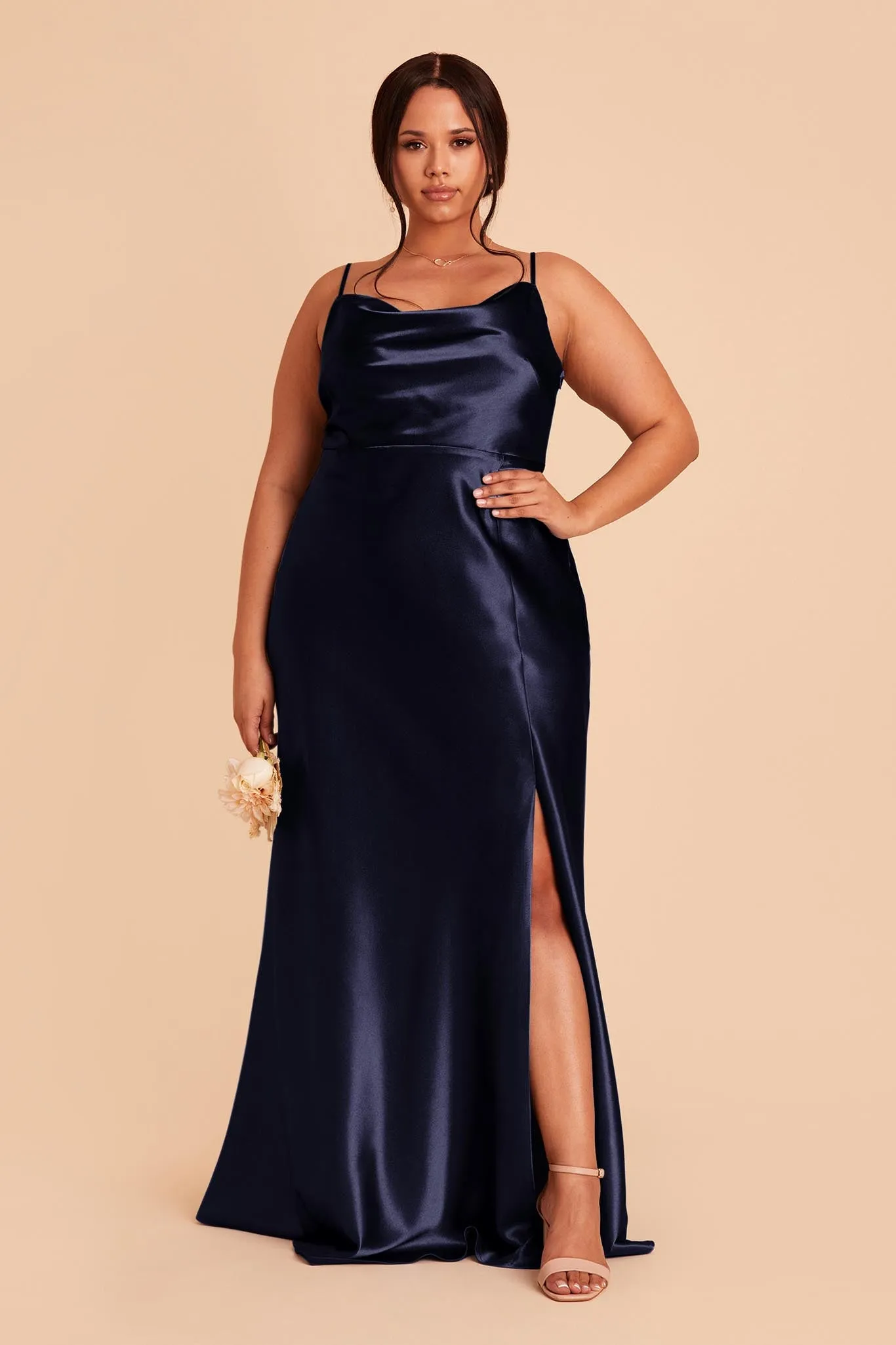 Lisa Shiny Satin Dress - Navy sold by Birdy Grey product image thumbnail 2