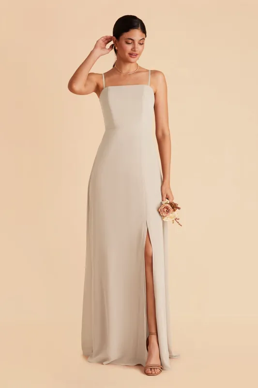 Chris Chiffon Dress - Neutral Champagne sold by Birdy Grey
