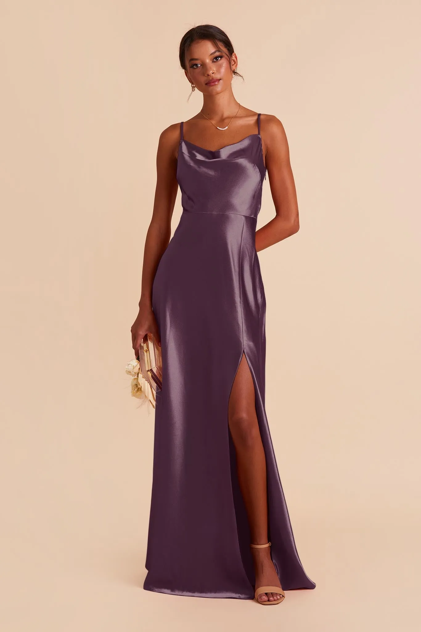 Lisa Shiny Satin Dress - Plum sold by Birdy Grey product image thumbnail 4