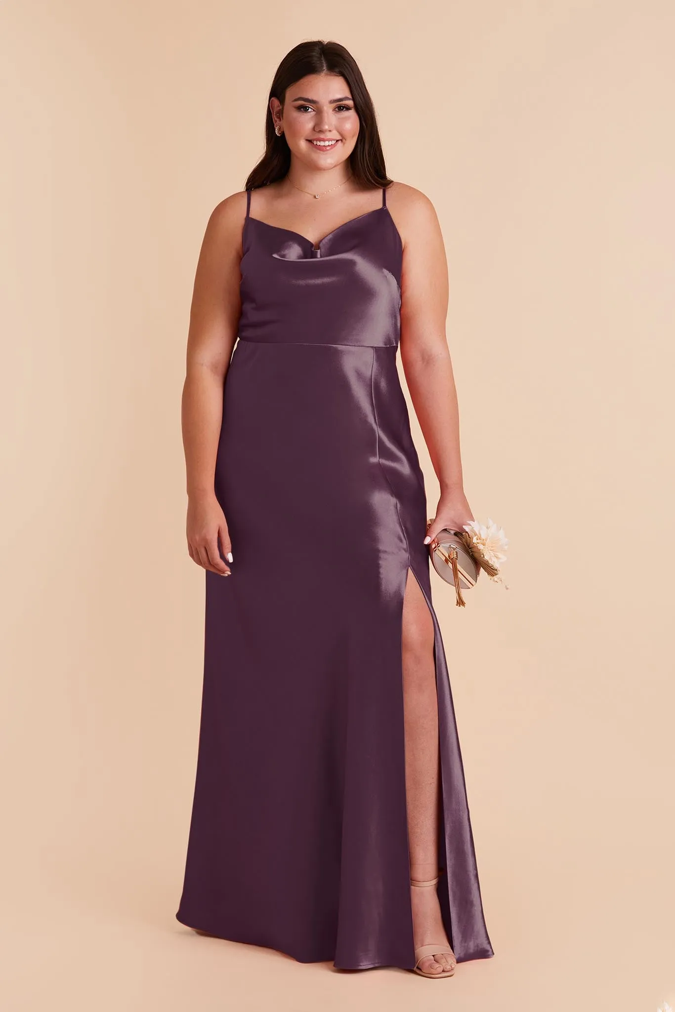 Lisa Shiny Satin Dress - Plum sold by Birdy Grey product image thumbnail 2
