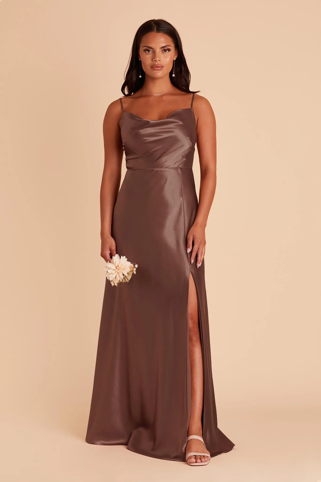Lisa Shiny Satin Dress - Chocolate Brown sold by Birdy Grey product image thumbnail 3